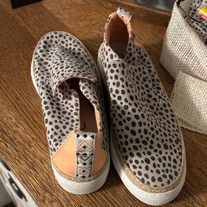 Hey Dude Spotted Espadrilles with Peach Accents